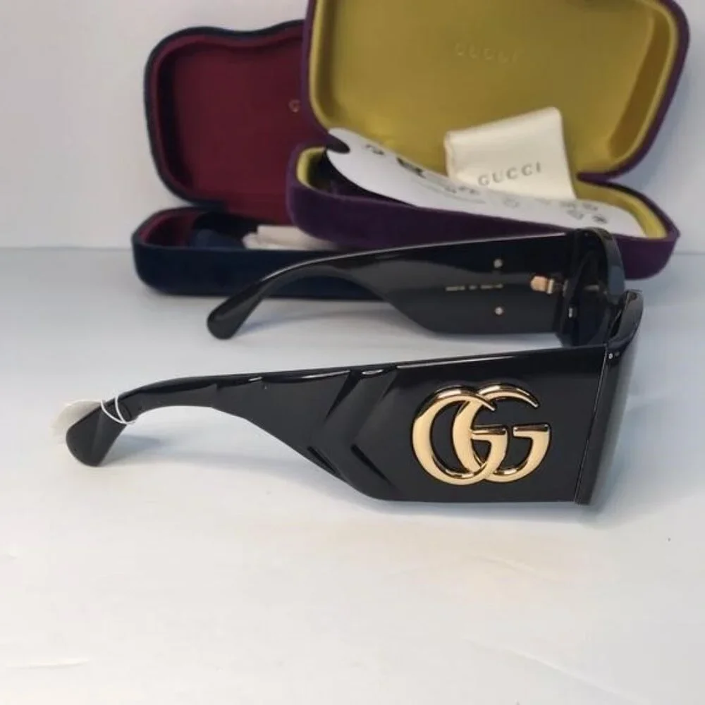 New- 💯 Original Gucci GG0810S 001 Oval Quilted Thick Rim sunglasse